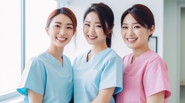 歯科衛生士と歯科助手　AI画像